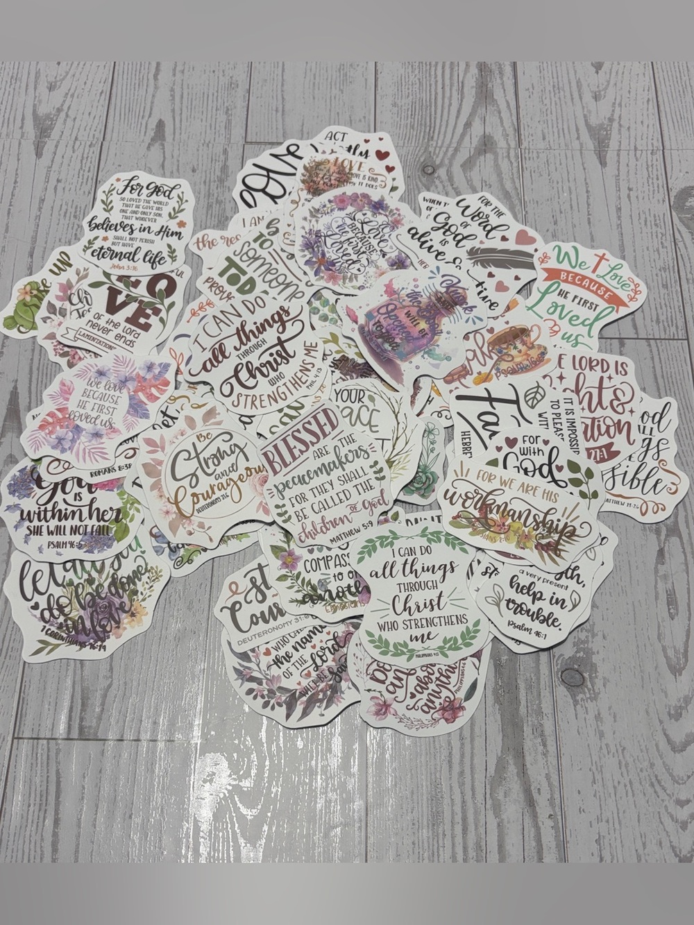Inspirational Scripture Stickers Pack of 50 - Floral Multicolor